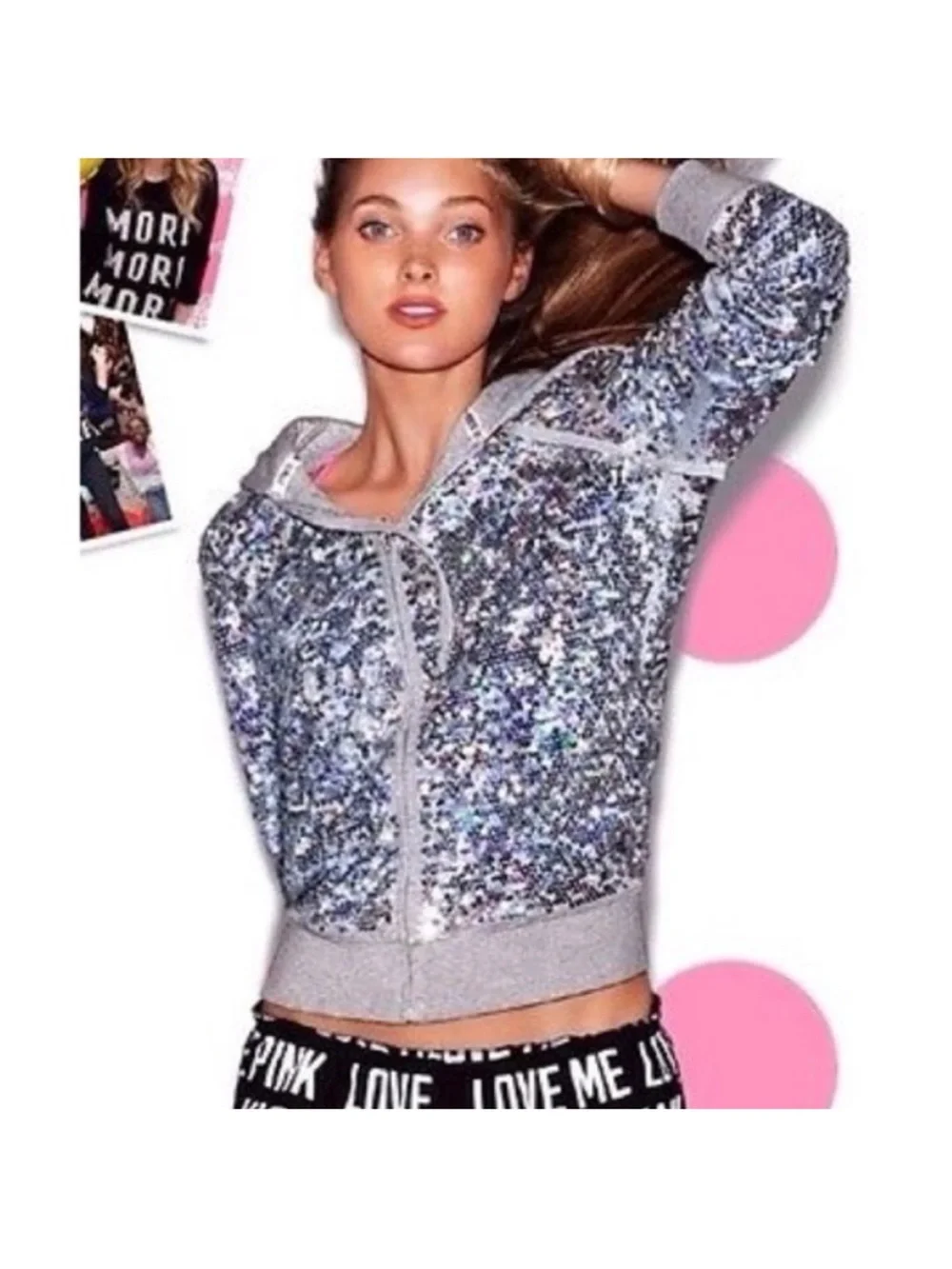 Pink Victorias Secret Sequin Hoodie Fashion Show 2013 - Picture 12 of 14